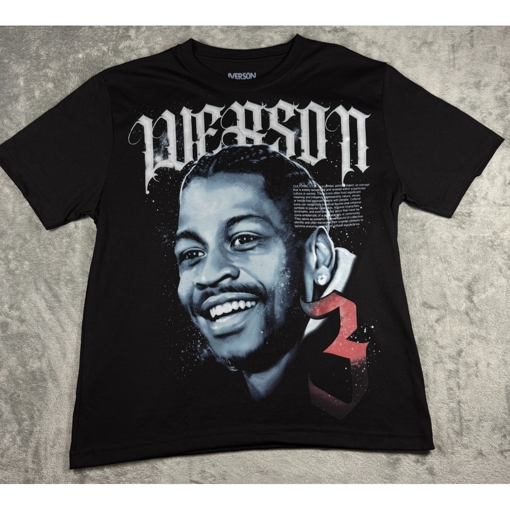 Allen Iverson Icon Graphic Short Sleeve T-Shirt Black Mens Size Medium RN115665 - Picture 2 of 10